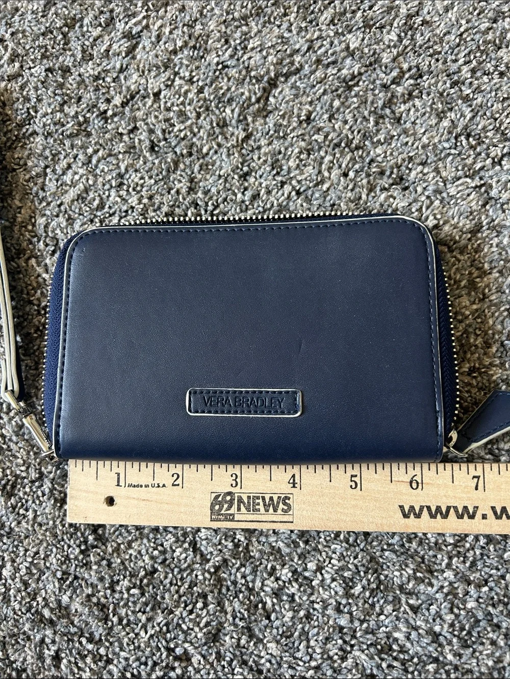 Vera Bradley Navy Leather-Look Wristlet and Zip Wallet Set
